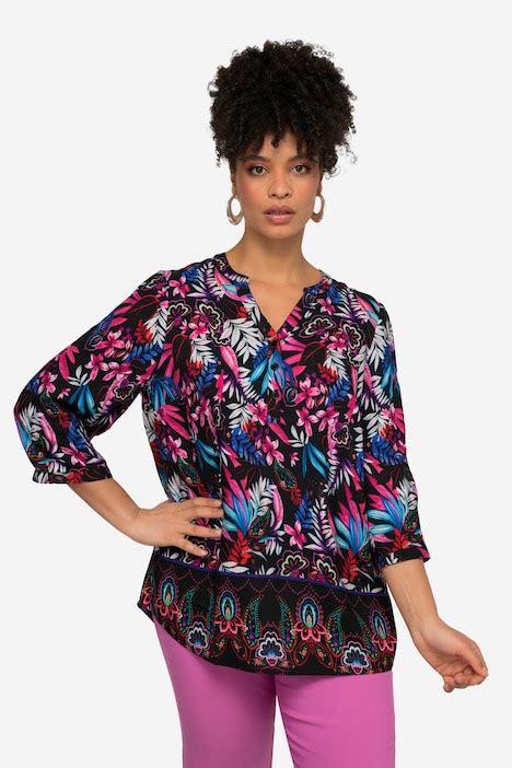 Blouse Bloemenprint Tuniekhals Lange Mouwen Tunieken Blouses