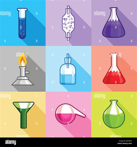 Chemical Equipment Icons Set Flat Style Stock Vector Image And Art Alamy