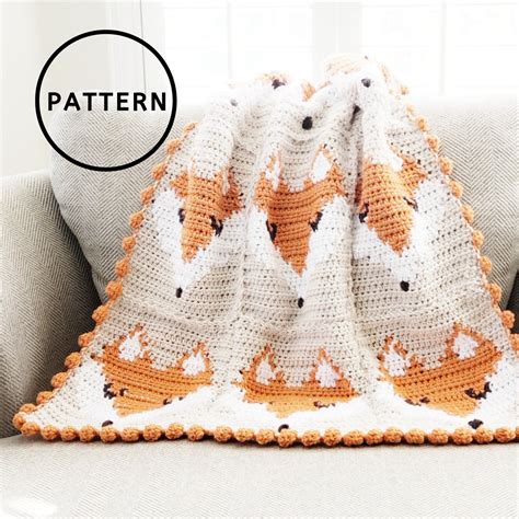 Fox Crochet Pattern Crochet Baby Blanket Foxes Fox Baby Etsy