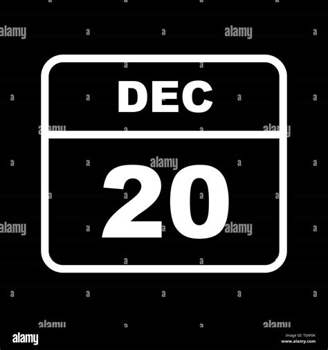 December 20th Date On A Single Day Calendar Stock Photo Alamy