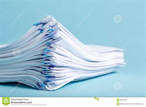 Pile Of Papers Organized With Paper Clips Stock Image Image Of Report
