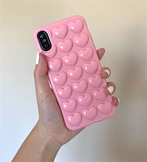 3d heart bubbles pastel pink cute trendy iphone 12 case cover iphone xs case iphone xr case
