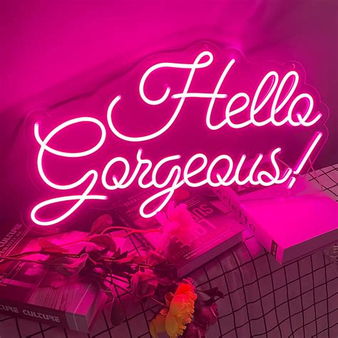 Neon Sign Hello Gorgeous Led Light For Wall Decorbedroom Etsy