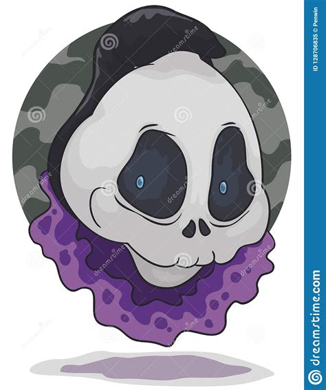 Floating Ghost Wearing A Mask Like Skull Vector Illustration Stock