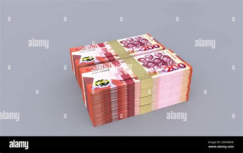 3d Rendering Of 200 Ghana Cedi Bundles Stack On Plain Background Stock