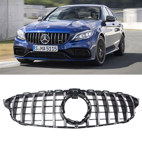Silver Gt R Wcamera Front Bumper Grille Grill For Mercedes W205 C250