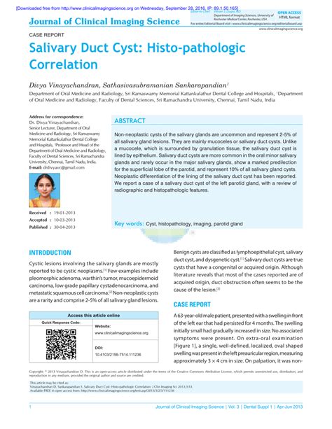 Pdf Salivary Duct Cyst Histo Pathologic Correlation