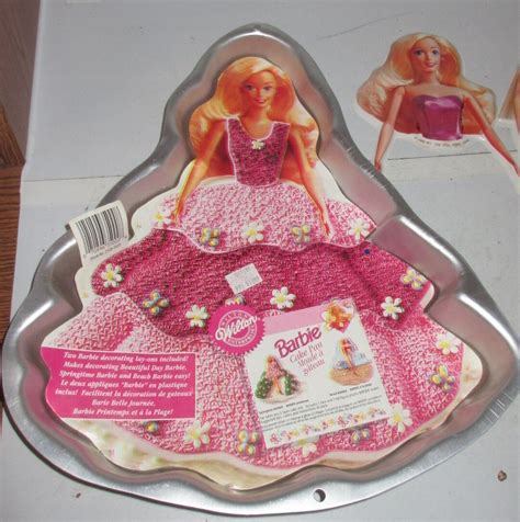 wilton barbie aluminum cake pan 1995 2105 3500 insert instructi 2 plastic dolls ebay