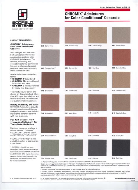 Concrete Contractor Concrete Color Charts