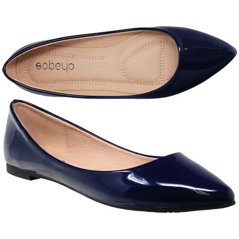Sobeyo Sobeyo Womens Ballet Flats Patent Leather Pointed Toe Slip On