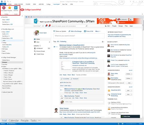 social sharepoint with yammer in outlook the easy way