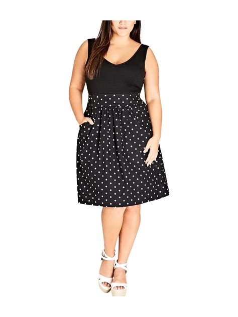 City Chic Womens Simply Sweet Fit And Flare Dress Black M18w Plus Size