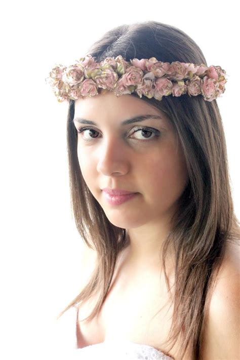 On Sale Pink And Gold Floral Crown Boho Flower Crown Woodland