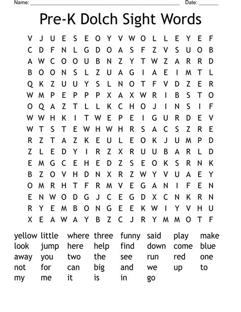 Dolch Sight Words Word Search Puzzle Made By Teachers Sexiz Pix