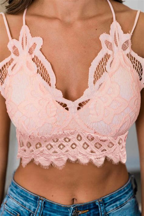 us 5 88 pink lace bralette with lining wholesale