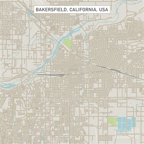 Prints Wall Décor Bakersfield Map Printcaliforniacity Map Artdigital