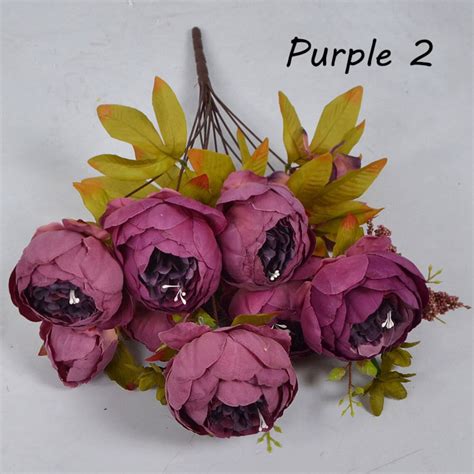 Vintage Artificial Peony Silk Flowers Bouquet Home Wedding Etsy