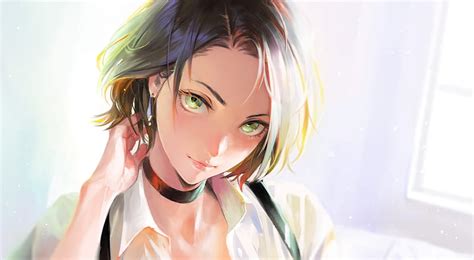 Anime Girl Forced Smile Semi Realistic Black Hair Anime Hd Mobile