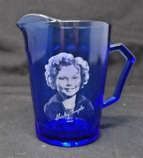 Vintage Hazel Atlas Shirley Temple Cobalt Blue Oz Glass Milk Creamer