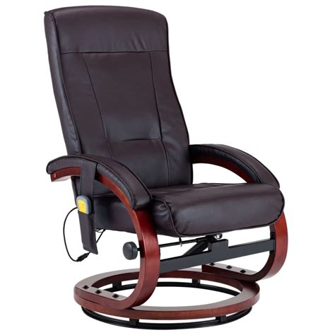 Massage Recliner With Footstool Brown Faux Leather Furniturre