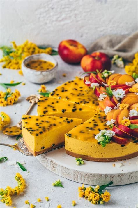 No Bake Mango Cheesecake With Passion Fruit Vegan Bianca Zapatka