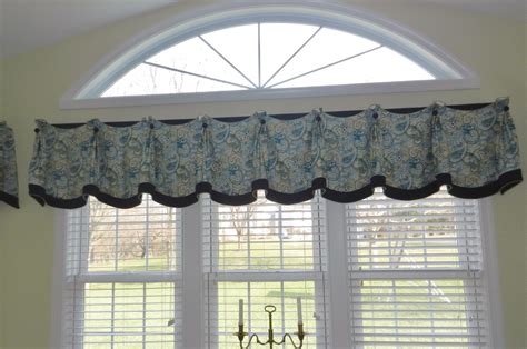 Pleated Valance With Banding Piping And Covered Buttons Valance Window Treatments Transom