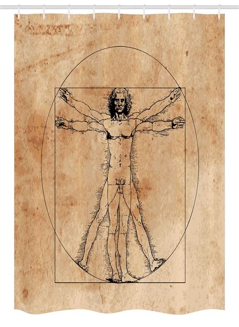Human Anatomy Stall Shower Curtain Medieval Vitruvian Man