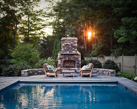 Traditional Poolside Fireplace Outdoor Gas Fireplace Outdoor