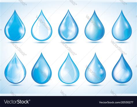 Set Of 3d Water Drop Isolated Royalty Free Vector Image