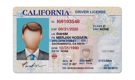 California Driver License Psd Template
