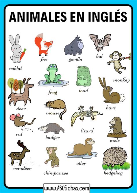 Vocabulario De Los Animales En Ingles Abc Fichas Reverasite