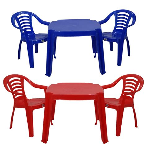 Including 4 folding tables and 32 matching chairs, this set provides you with everything you need to easily offer guests a place to sit, learn, converse with others, or. Childrens Kids Plastic Table and Chairs Red or Blue ...