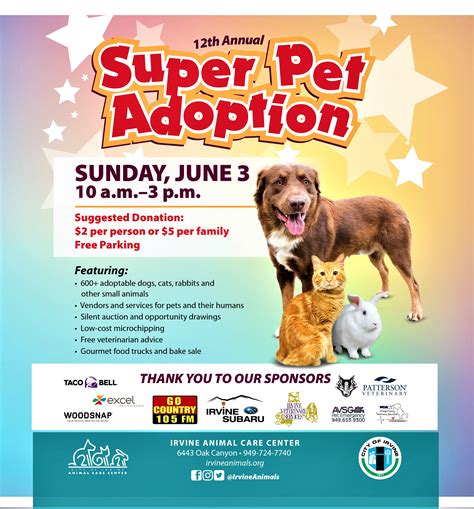 Why go to a dog breeder, cat breeder or pet store to buy a dog or buy a cat when you can adopt? Join Me for Irvine's 12th Annual Super Pet Adoption Event ...