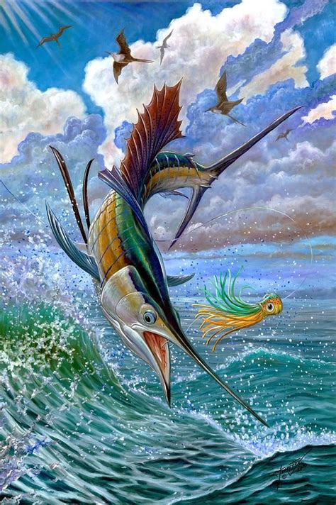 Sailfish And Lure In 2020 Dolphin Painting Fish Art