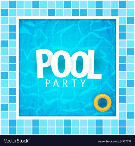 Summer Pool Party Poster Template Water And Palms Vector Image