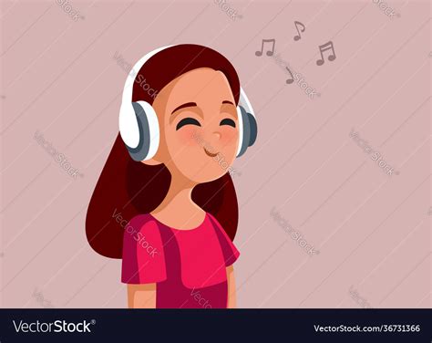 Happy Teen Girl Listening To Music Royalty Free Vector Image