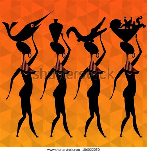 Silhouette African Woman On Polygon Background Stock Vector Royalty