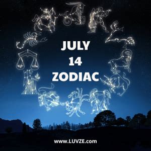 July 14 falls under the zodiac sign of cancer (the crab). July 14 Zodiac: Birthday Horoscope, Personality ...
