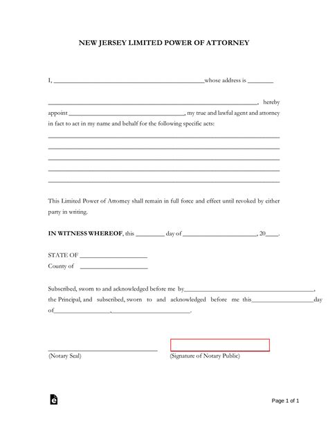 Free Printable Power Of Attorney Form Nj Printable Forms Free Online