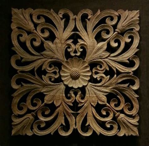 Javanese Carving Wood Carving Art Flower Wall Art Decorative Screen