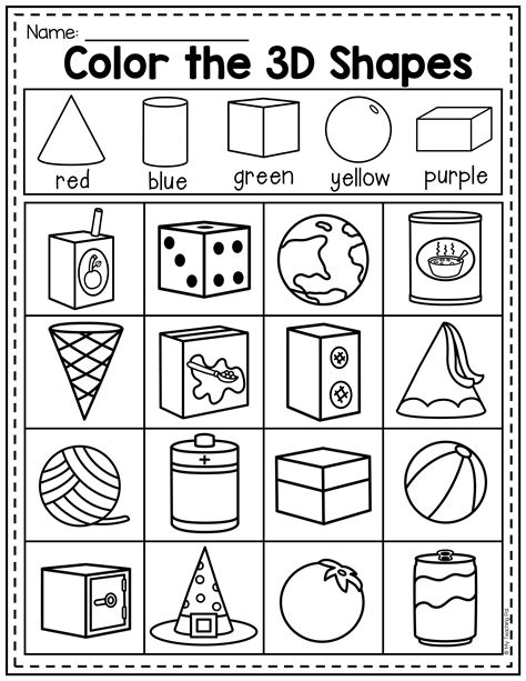 3d Shape Worksheet Kindergarten Printable Word Searches