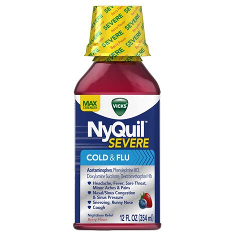 Vicks Nyquil Severe Cough Cold Flu Medicine Berry 12 Fl Oz