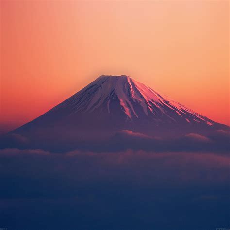 Android Wallpaper Ad53 Fuji Red Mountain Alone