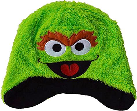 Sesame Street Oscar The Grouch Fleece Hat Age 8 12 Year Green Amazon