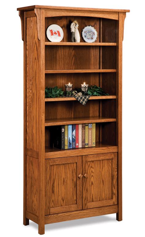 Bridger Mission 4 Shelf 2 Door Bookcase Amish Furniture Factory