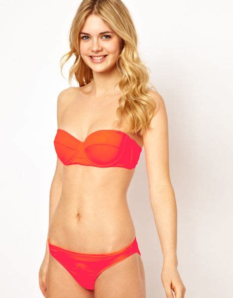 Asos Mix And Match Longline Bandeau Bikini Top With Detachable Strap In