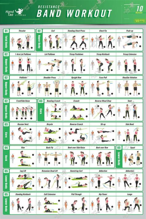 Resistance Bandtube Exercise Poster Bodybuilding Guide Fitness Gym