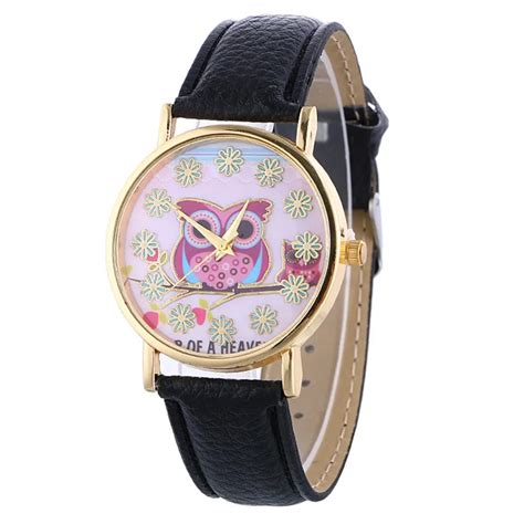 【quartz Watches For Retro Clock • New New Women Leather Owl ⑧ Pattern Pattern Quartz Analog