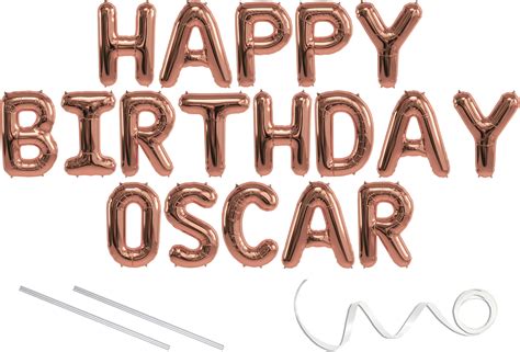 Oscar Happy Birthday Mylar Balloon Banner Rose Gold 16 Inch