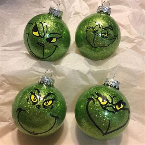 Glitter Ornament With Grinch Face The Ornament Is Glass And